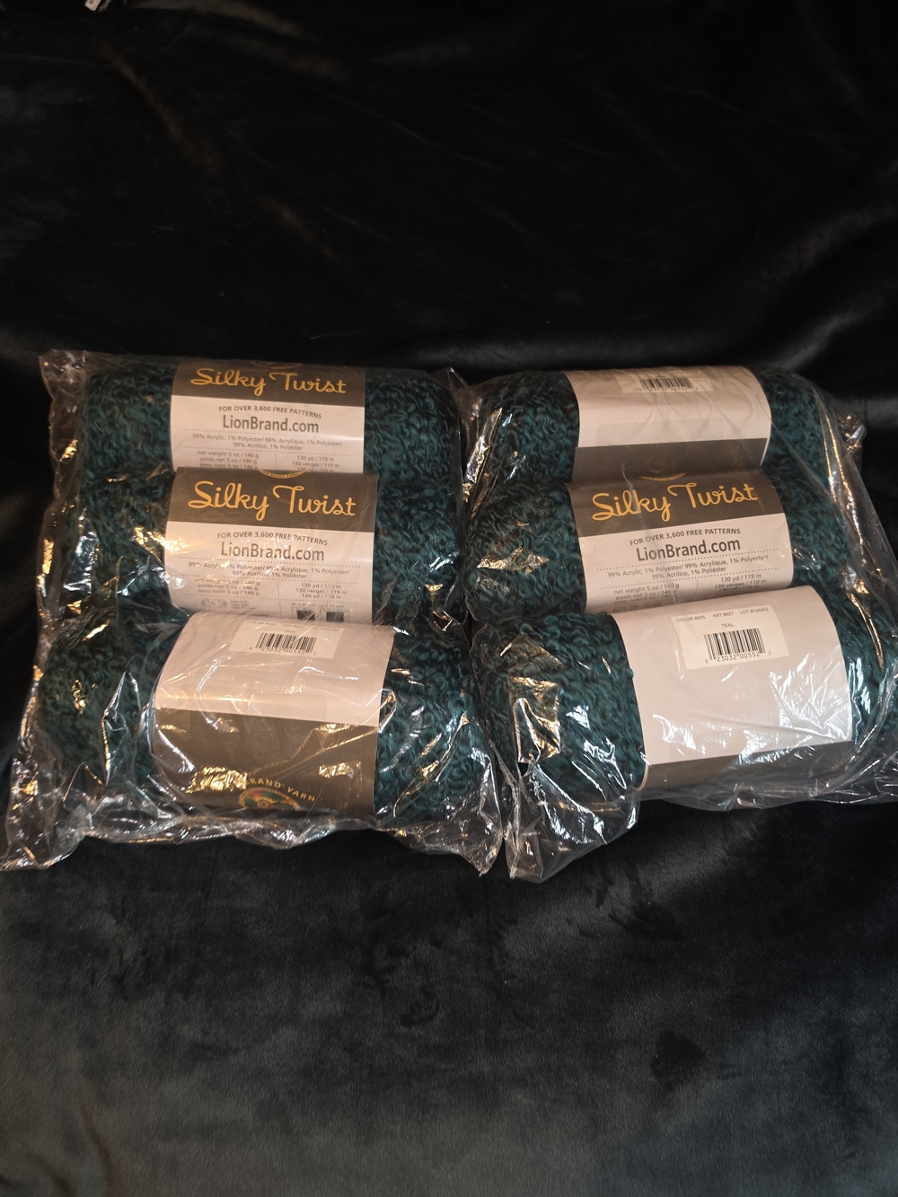 Lion Brand Silky Twist Yarn – TEAL – 6 Skeins – Matching Dye Lot